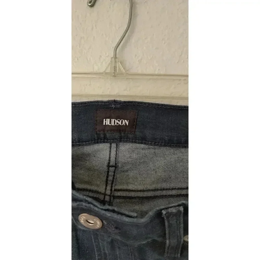 Hudson Mens Ethan Biker Skinny Jeans‎ Sz 31X33 in Hatch Dark Blue Faded Whisker